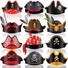 Funtery 48 Pcs Halloween Pirate Hat Pirate Party Accessories Kids Paper Pirate Costume Cap for Caribbean Cosplay(Cute)