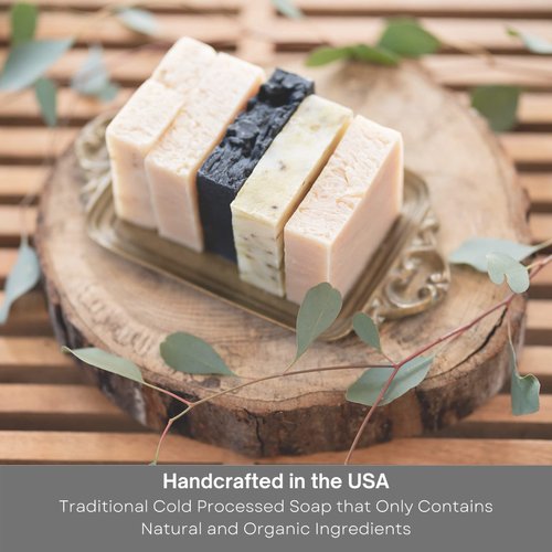 Yellow Bird Natural Soap 3pk - Peppermint Tea Tree, Charcoal Lavender Lemongrass, Eucalyptus Spearmint. Moisturizing & Sensitive Skin Friendly