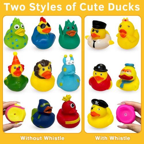 Olah-Olah 15 Pcs Rubber Ducks in Bulk, Jeep Ducks for Ducking, Assorted Rubber Ducks Jeep Ducking - Toddler Baby Bath Toys Assortment, Kids Birthday Gifts Holiday Party Favors