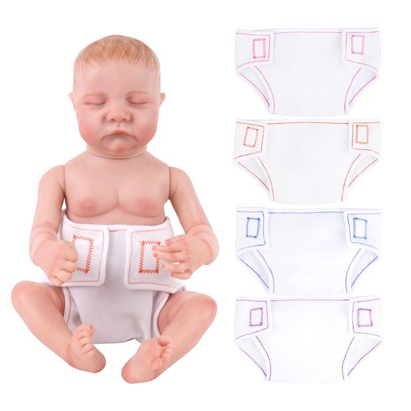 Aori Reborn Baby Doll Diapers Underwear for 17-22 Inch Newborn Baby Dolls, 4 Pcs Reusable Washable Doll Diapers Accessories for Realistic Baby Girls & Boys