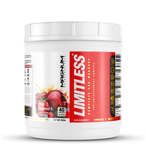 LIMITLESS Magnum 504g - Creatine Monohydrate Pre Workout Powder for Men & Women, Supports Energy, Focus, Endurance, Muscle Recovery & Growth, Beta Alanine, Sugar Free Electrolytes, Fruit Punch Flavor