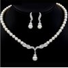 Pearls Bridal Bridesmaid Prom Tiara Crystal Rhinestone Jewelry Set Wedding Veil J3 (White)