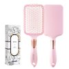 RHOS Paddle Brush for Women & Men - Detangler for Thick, Curly, Long, Wet & Dry Hair - Nylon Bristles Square Cushion Brush for Smoothing and Detangling (1 Pack - Pink)