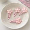 2 Pairs Pink Flower Hair Clips for Girls Women, Cute Cherry Flower Hair Barrettes Metal Snap Hair Clips for Bangs Fringes Wedding Flower Hair Accessories Gifts for Women Girls