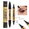 Eyeliner Eyebrow Pencil 2 in1,Dark Brown 4-Point Micro-Fork Tip Eyebrow Pen And Black Eyeliner, Long-Lasting Waterproof Dual-Ended Eyebrow Pen To Create Exquisite and Natural Eye Makeup for Women