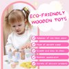 Wooden Makeup Kit for Girls, 18 Pcs Pretend Beauty Makeup Set Skin Care Learning Toys Toddler Makeup Face Mask Toy Gift for 3 4 5+ Year Old Girls