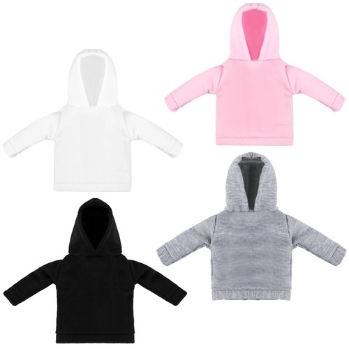 Bencailor 4 Pcs Christmas Doll Clothes Winter Doll Sweater Hoodie Doll Accessories Doll Sweater Set Clothing for Elf Doll Decor(Black, Pink, White, Gray,11.5 Inch)