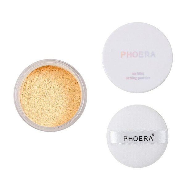 AQUAPURITY - PHOERA Loose Makeup Setting Matte Face Powder + Puff, Long Lasting Lightweight Foundation Make Up Fixer Beauty Blender Highlighter Palette Flash Photography Phoera Cosmetics USA