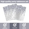 50 Pcs Silver Glitter Disposable Party Plates and Napkins Glitter Diamonds Happy Birthday Party Supplies for 25 Guests Table Decorations for Wedding Silver Birthday Decorations Paper Plates Napkins