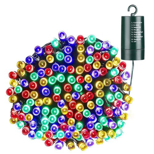 Joomer Battery Chrismas Lights, 66ft 200LED Fairy Lights Battery Operated Timer 8 Modes Waterproof for Outdoor Home Garden Party Holiday Christmas Trees Decoration (Multicolor)