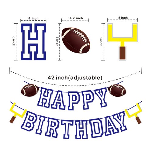 Football Happy Birthday Banner, Football Theme String Flags, Football Party Decorations, Happy Birthday Bunting Sign for Sport Theme Decoration