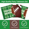 Football Party Supplies Kit Serve 24,Includes Dinner Plates, Dessert Plates, Napkins, Cups,Banner and Touchdown Tablecloth for Football Birthday Party Football Gameday Tailgate Party Decorations
