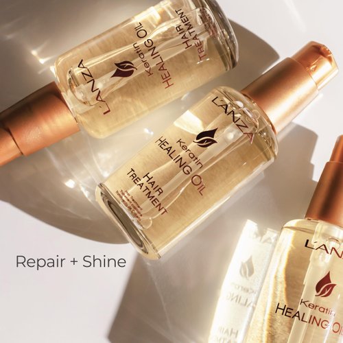 L'ANZA Keratin Healing Oil Hair Treatment, Hair Oil Revives & Nourishes Dry Damaged Hair & Scalp, Sulfate Free with Phyto IV Complex, Cruelty Free Volumizing Hair Care with UV Protection (1.7 Fl Oz)