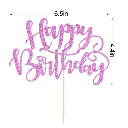 Naicaek Handmade Glitter Happy Birthday Cake Topper,Birthday Party Cake Decorations, Anniversary/Birthday Party Decoration Supplies (Purple)