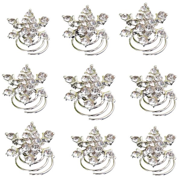 Yantu 10pcs Clear Crystal Snowflake Bridal Hair Pins Swirl Hair Twists Coils Spirals Hair Pin Clip Accessories