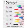 EBANKU 12 Colors Nail Art Pens Set, 3D 0.7MM Nail Polish Pens Quick-Drying Nail Art Markers Acrylic Paint Nail Point Graffiti Dotting Liner Pen Tools for Home & Salon Nail DIY