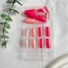 Hot Pink Press on Nails Medium Square Fake Nail Glitter False Nails Full Cover Acrylic Nails with Designs Pure Color Glossy Glue on Nails Artificial Stick on Nails for Women Nail Art Manicure 24Pcs