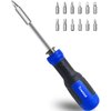 Tcwous Multi Bit Screwdriver Set, 13 in 1 Screw Driver Set Kit with 1/4" Nut Driver and Flat Head, Phillips, Security Torx, Hex, Square, All in One Pocket Screwdriver, Multitool Repair Tool Set
