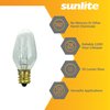 Sunlite 01280 7C7 Incandescent Bulb, 7 Watt, Candelabra E12 Base, C7 Small Night Light, Colored Bulb, Clear, 25 Count