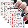 6Pcs Independence Day Nail Art Stickers Patriotic American Flag Heart balloon Fireworks Nail Design 4th of July Nail Stickers 3D Self-Adhesive Star Nail Decals Decoration for Women DIY Nail Supplies