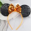 CONERY Halloween Mouse Ear Headband Orange Sequin Bow Hair Hoop Spider Web Hair band Hair Accessories for Halloween Decorations Party Supplies Headwear for Women Girls