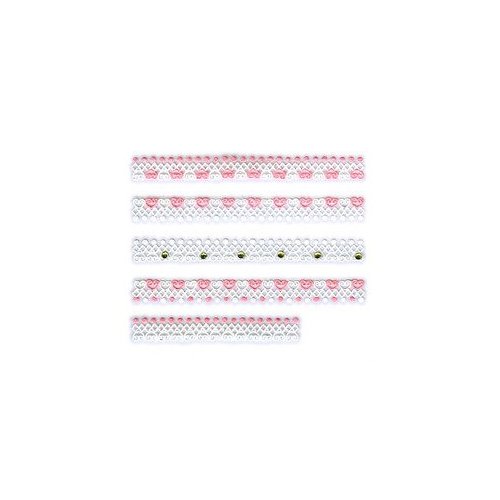 White Floral w/Rhinestone Strip Nail Stickers/Decals