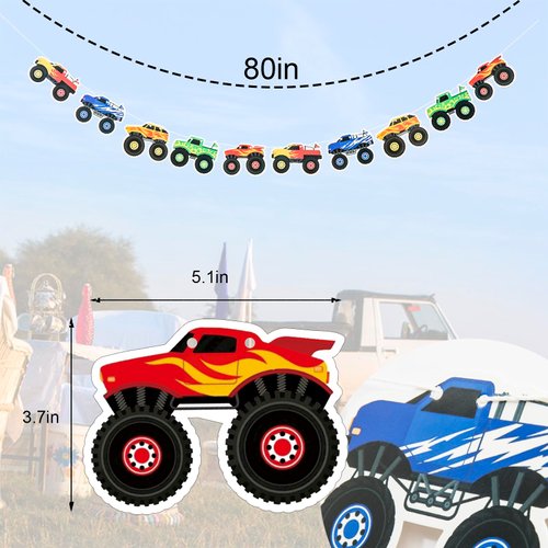 Monster Truck Birthday Party Banner,Truck Theme Party Decorations,Monster Party Supplies,Kids Monster Truck Party Favor