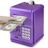 Kelibo Electronic Money Bank for Kids, Elctronic Password Security Piggy Bank Mini ATM Cash Coin Saving Box Smart Voice, Toy Gifts Birthday Gift for Children (Purple)