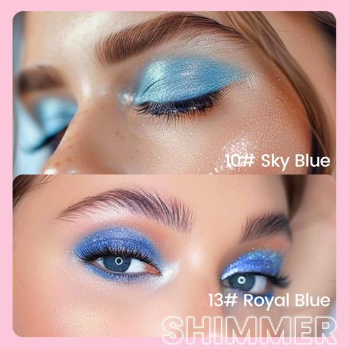 Kaely 2Pcs Cream Eye Shadow Brightener Sticks Set for Eyes Waterproof, Sky Blue & Royal Blue Shimmer Cream Eyeshadow Applicator Stick Long Lasting Pigmented Eye Makeup sombras en crema para ojos 10+13