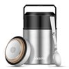 Alxeme Food Jar Insulated Lunch Container Bento Box for Cold Hot Food 27oz Food Flask Wide Mouth Stainless Steel Vacuum Lunch Box for Kids Adult with Spoon Flexible Handle Leak Proof – Silver