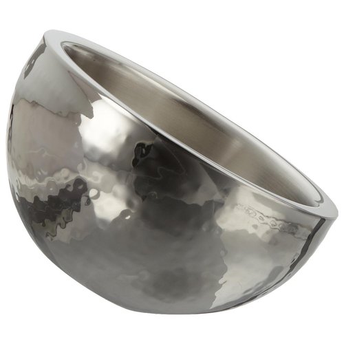 Elegance Hammered 6-Inch Stainless Steel Dual Angle Doublewall Serving Bowl, Silver