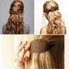 Leather Hair Clip with Stick Faux Leather Hair Barrette Hair Tie Leather and Stick Hair Slide Oval Shape Hair Pins Ponytail Holders Hair Accessories for Women Girls (Vintage Style,5)
