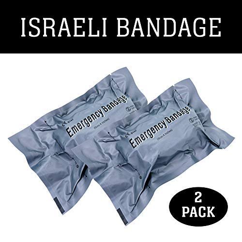 Line2design Israeli 4" Compression Bandage Wrap with Closure Bar - 4” Wide X 7’ Length - First Aid Wound Injury Sterile Battle Dressing - Product for First Aid Kit and Medical Facilities - Pack of 2