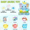 Ryotagift Baby Bilingual Musical Elephant Stuffed Animals Toys,Infant Early Learning Toys with Light-Up Music & Crinkle,Tummy Time Toys for 0 3 6 9 12+ Months for Baby Boy Girl Gift,Blue