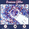 Allstarry Nail Glitter 4Pcs Holographic America's Patriotic Nail Art Glitter Sparkly Red Blue Chunky Flakes Veterans Day Body Sequin 4th of July Decoration for Manicure Independence Day