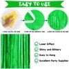 Green Tinsel Foil Fringe Curtain Backdrop, 3.3 x 8.2 ft Metallic Glitter Curtain Streamers, 2 Pack Green Photoboth for Birthday St Patrick's Day Christmas Party Decorations