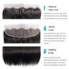 ALLRUN Straight Human Hair Bundles with Frontal 13x4 Ear to Ear Brazilian Straight Virgin Hair 3 Bundles with Lace Frontal Human Hair Extensions(14 16 18+14Lace Frontal)