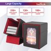 YAXAZA MTG Deck Box with Commander Display Window, Card Deck Box Fits 100+ Double Sleeved Cards, TCG Strong Magnetic PU Leather Box with 2 Dividers and 1 Toploader (Black & Red)