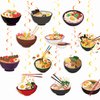 24 Pieces Ramen Hanging Swirls Japanese Noodles Streamers Ramen Hanging Decorations Ceiling Swirls for Ramen Noodles Birthday Party Decorations Party Supplies Baby Showers Decorations