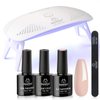 Beetles Nude Gel Nail Polish Kit with UV LED Light and Base Gel Top Coat Starter Kit, Soak Off Popular Nude Gel Polish Set with Nail Lamp Nail File for DIY Home Manicure Gift for women