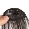 Wixine 1Pcs Dark Brown Thin Neat Air Bangs Remy Human Hair Extensions Clip in on Fringe Front Hairpiece