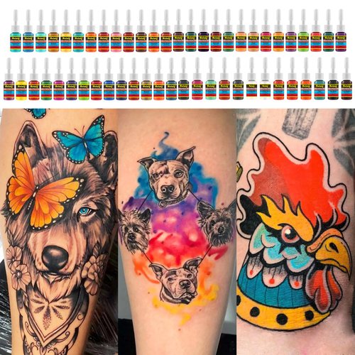 Solong Tattoo Ink Set 54 Complete Colors Pigment Kit 1/6oz (5ml) Tattoo Supply for Tattoo Kit TI1001-5-54