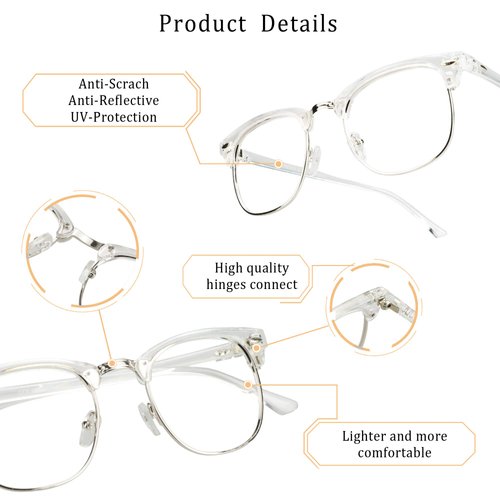 LifeArt 2 Pairs Blue Light Blocking Glasses, Anti Eyestrain, Computer Glasses, Gaming Glasses, TV Glasses for Women Men, Anti Glare (Black Silver + Clear Silver, No Magnification)