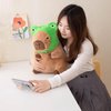Ditucu Cute Capybara Plush Pillow with Wearable Frog Hat Stuffed Animals Capibara Plushies Toys Gifts for Kids 11 inch