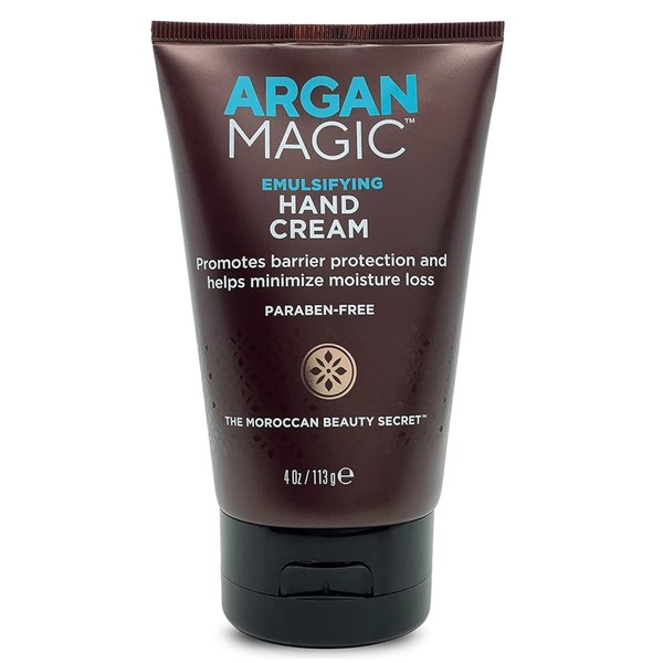Argan Magic Emulsifying Hand Cream - Hydrating and Moisturizing Hand Cream | Enriched with Argan Oil, Vitamin E, and Chamomile | Made in USA | Paraben Free | Cruelty Free (4 Ounce / 113 Gram)