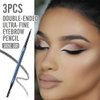3Pcs Gray Waterproof Eyebrow Pencil,Ultra-Fine Mechanical Pencil with Spoolie Brush,Eyebrow Pencil Easy to Color,Draws Tiny Brow Hairs and Fills in Sparse Areas,Create Natural Eye Brow