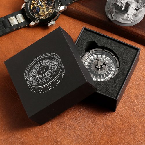 DNDND Roulette D20 Dice,50MM Metallic 20 Sided Dice with Gorgeous Gift Box for Dungeons and Dragons D&D and Table Game (Black with White Num)