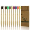 Virgin Forest 10 Pcs Soft Bristles Bamboo Toothbrush, Biodegradable Natural Bamboo Charcoal Toothbrushes, Eco Friendly Color Bristle Wood Tooth Brushes