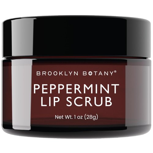 Brooklyn Botany Lip Scrub Exfoliator 1 oz – Lip Moisturizer for Dry Lips and Chapped Lips – Gentle Lip Exfoliator for Smooth and Brighter Lips – Peppermint Flavor