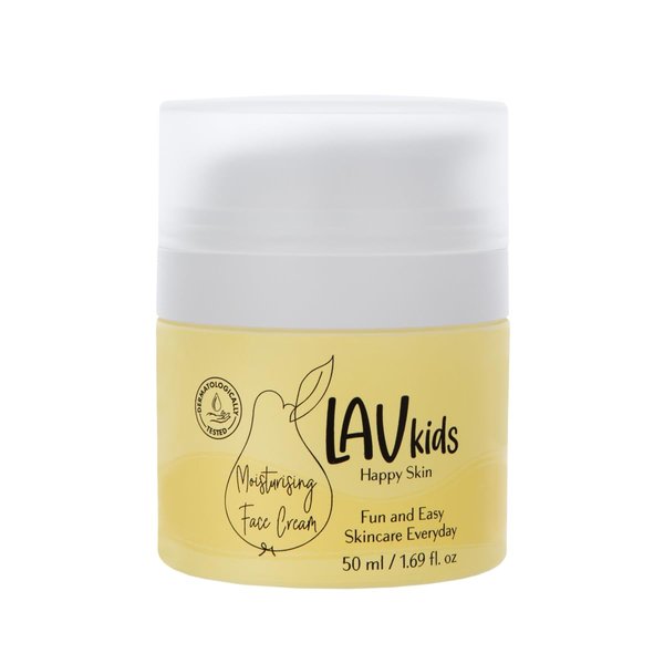 LAV KIDS Face Moisturiser with Jojoba Oil, Sweet Almond Oil and Shea Butter 50ml, Naturally Gentle Kids and Baby Moisturiser Cream, Dermatologically Tested Kids Face Cream for All Skin Care Types